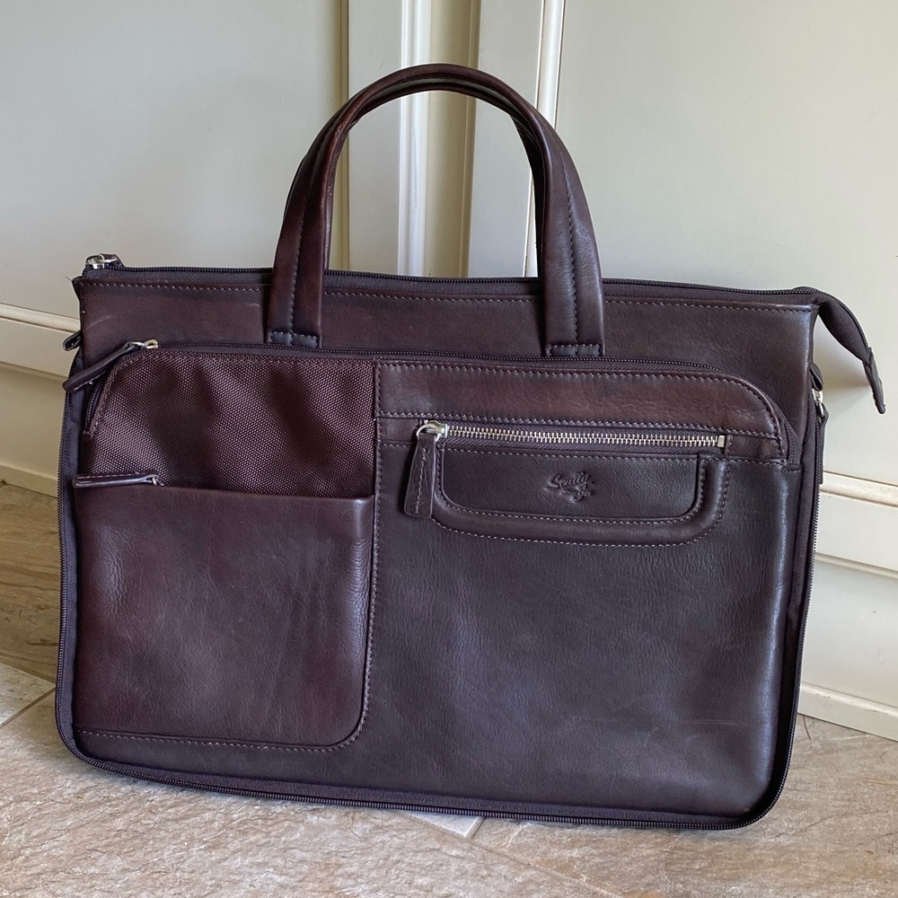 Scully Gusset Chocolate Laptop Briefcase - Picture 2 of 16